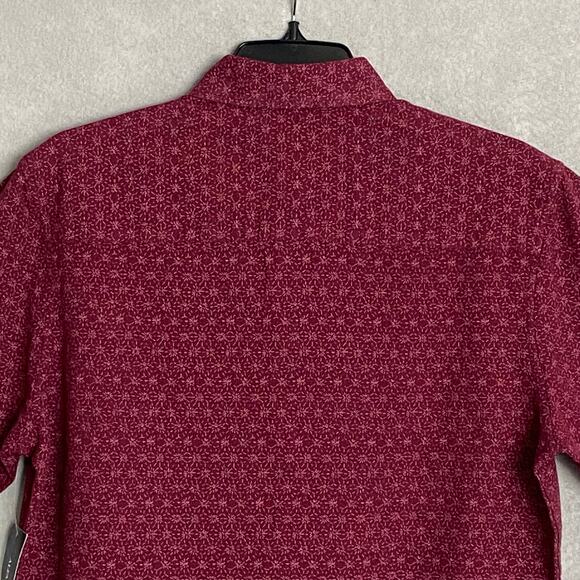 Alfani Men's Small Button-Up Casual Short Sleeve Shirt Maroon Banner Cotton NEW - Picture 7 of 12